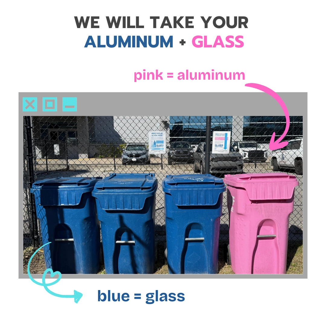 Bins Blue and Pink Recycling Bins